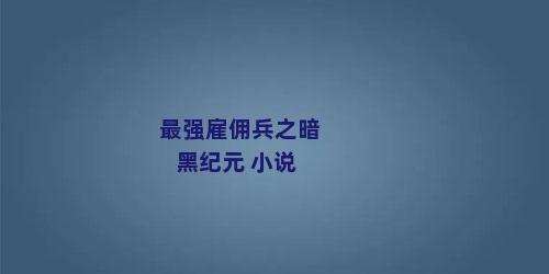 最强雇佣兵之暗黑纪元 小说